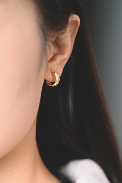 10pcs Gold Hoop Ear Posts 13mm, Gold plated Brass Earring Hoops, Bar Stud Earrings (GB-2027)