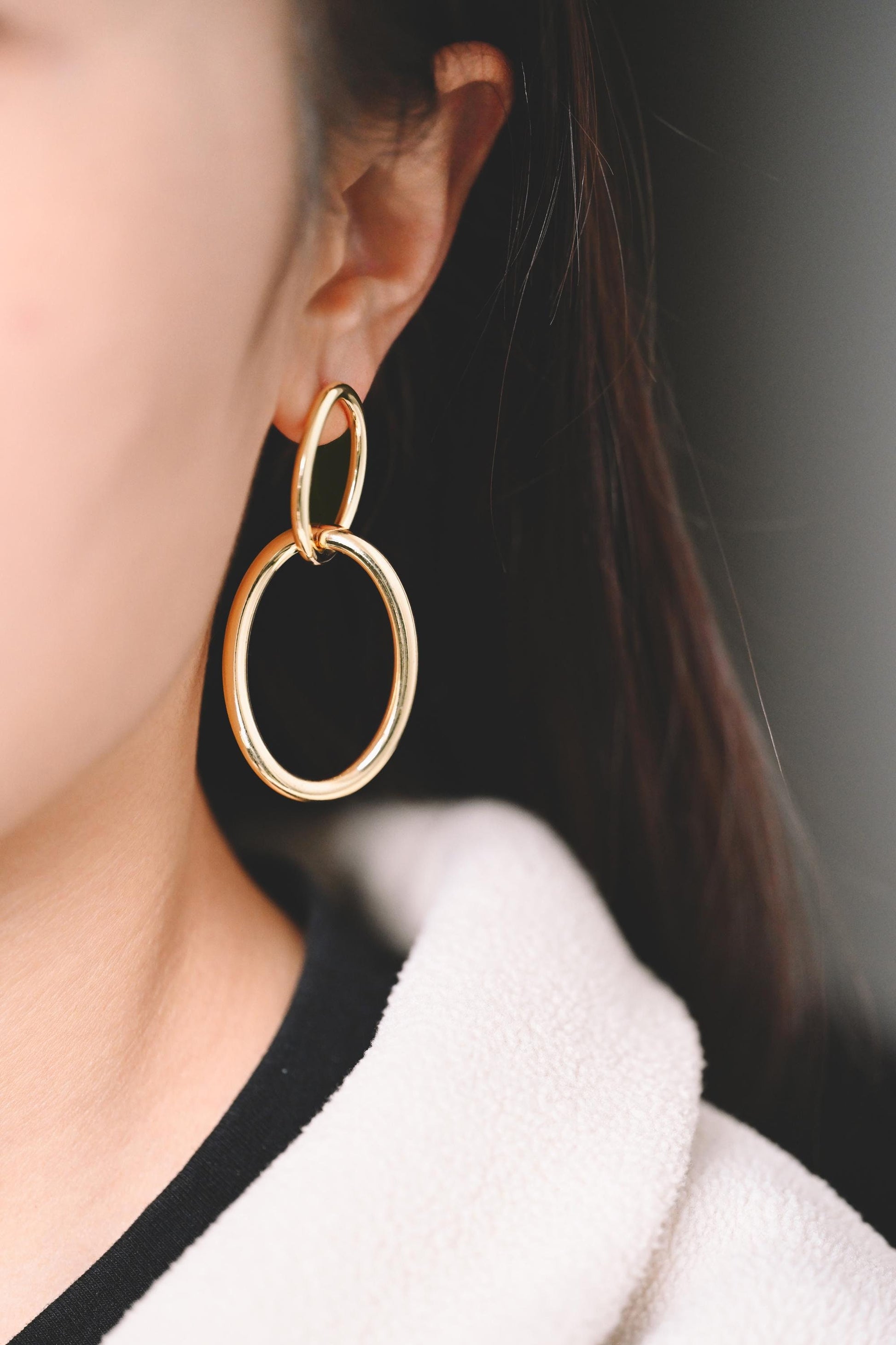 4pcs Gold / Silver Tone Long Oval Ear Posts, 18K Gold/ Rhodium plated Brass, Minimalist Earrings (GB-2045)