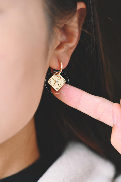 4pcs Gold Square Charms, CZ pave "LOVE" Pendants, Cubic Zirconia Geometric Pendants (GB-2078)