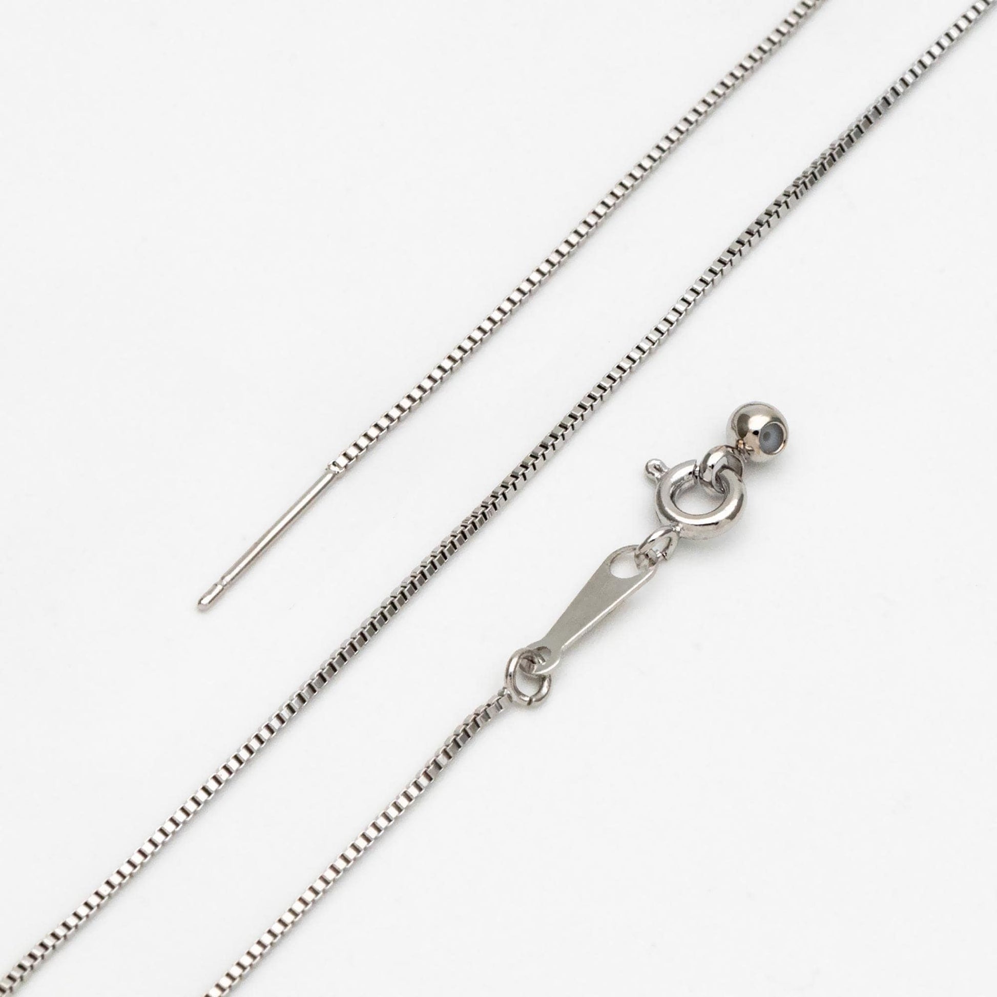 Gold/ Silver Box Chain Adjustable Necklace 0.9mm, Gold/ Rhodium plated Brass Finished Dainty Necklace, 20 Inch Ready to Wear (#LK-586)
