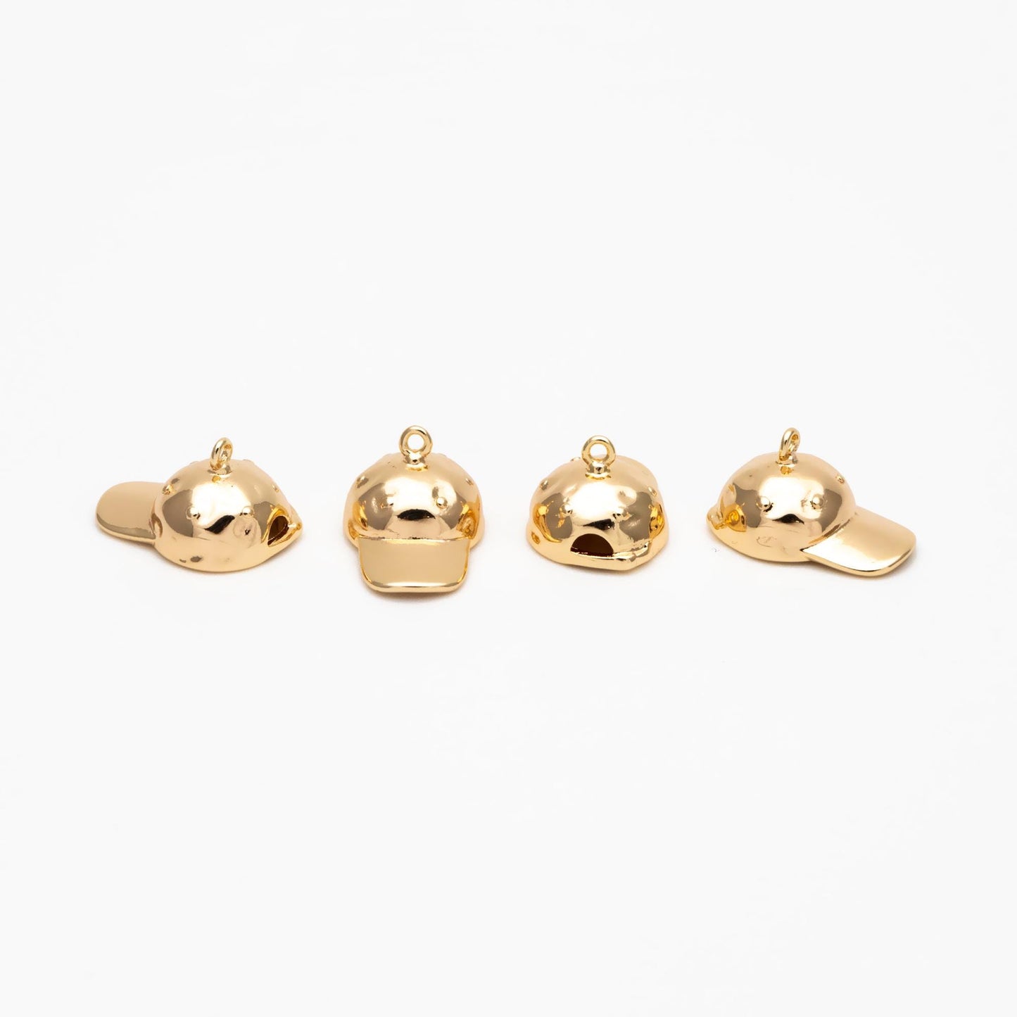 10pcs Gold/ Silver Tone Baseball Cap Charms, 18K Gold/ Rhodium Plated Brass, 3D Cap Pendants (GB-4616)
