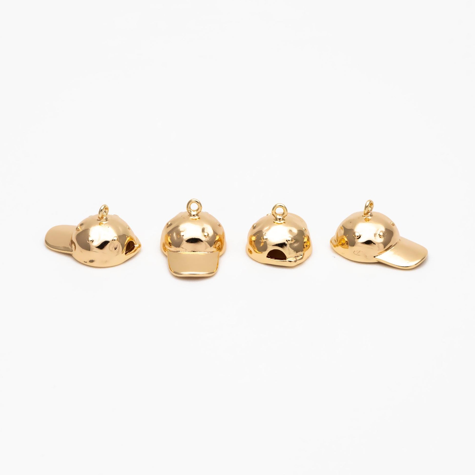 10pcs Gold/ Silver Tone Baseball Cap Charms, 18K Gold/ Rhodium Plated Brass, 3D Cap Pendants (GB-4616)