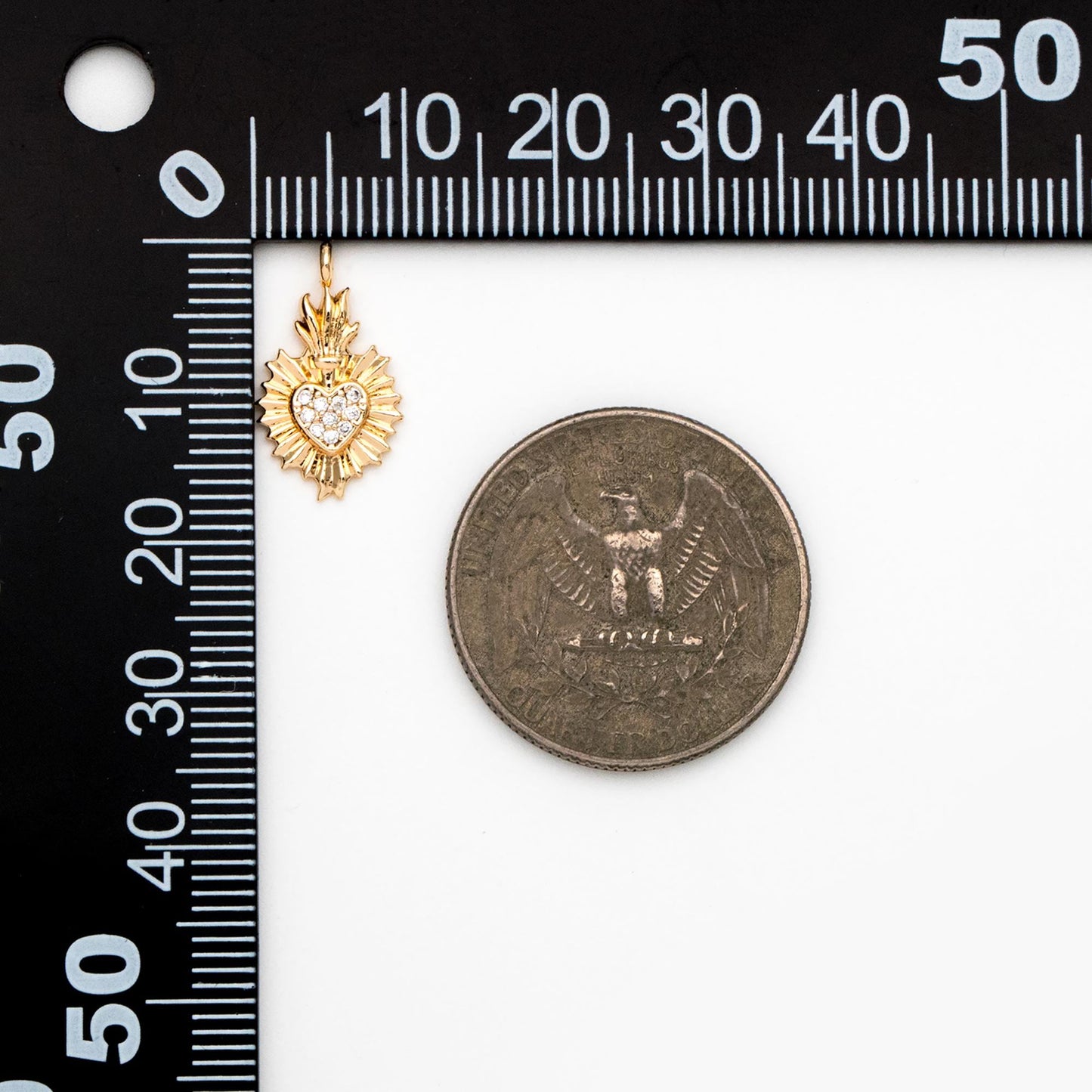 4pcs CZ pave Gold Heart Charms 17x10mm, Gold Plated Brass Pineapple Pendants (GB-2782-F)