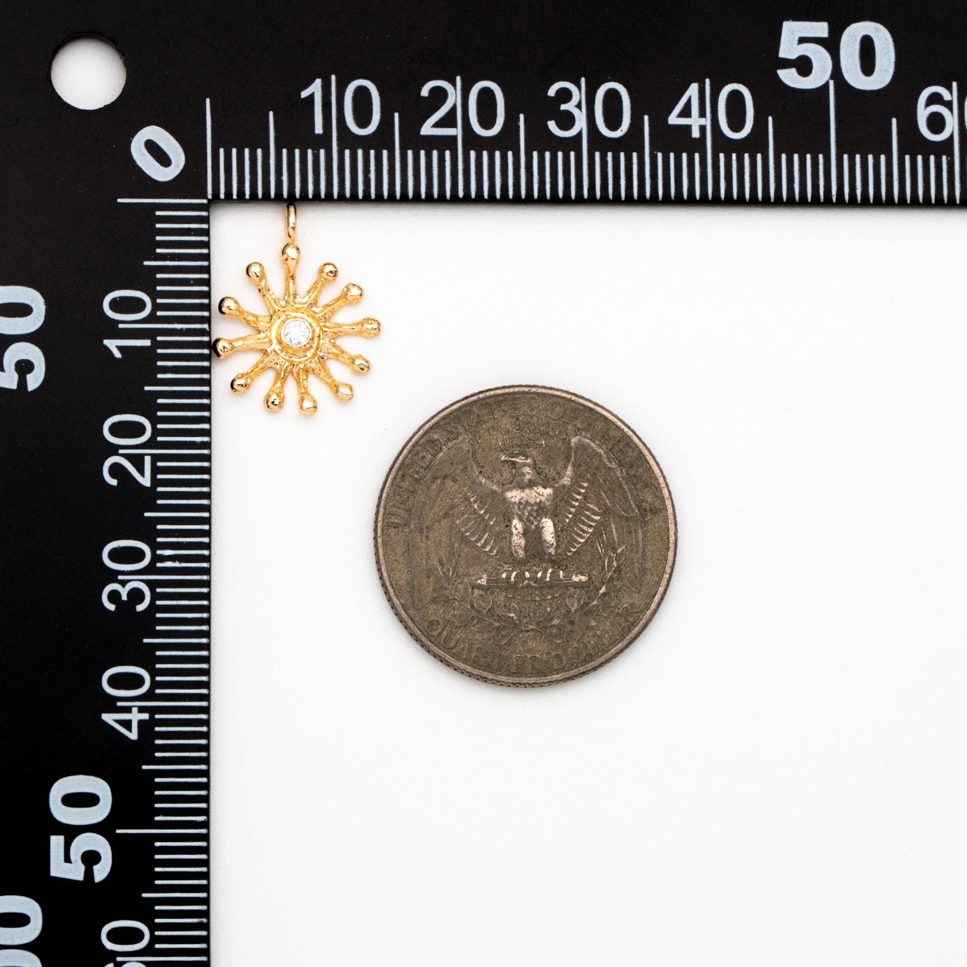 10pcs CZ Pave Gold Sun Charms, Sun Pendants, Jewelry Making, Diy Material, Jewelry Supplies (GB-1658-I)