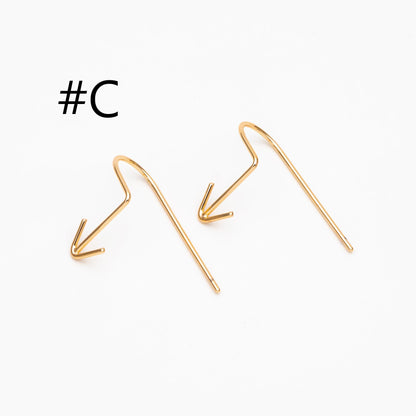10pcs Gold Arrow Earring Hooks, 18K Gold Plated Brass, Simple Earwire Earrings (GB-4605)