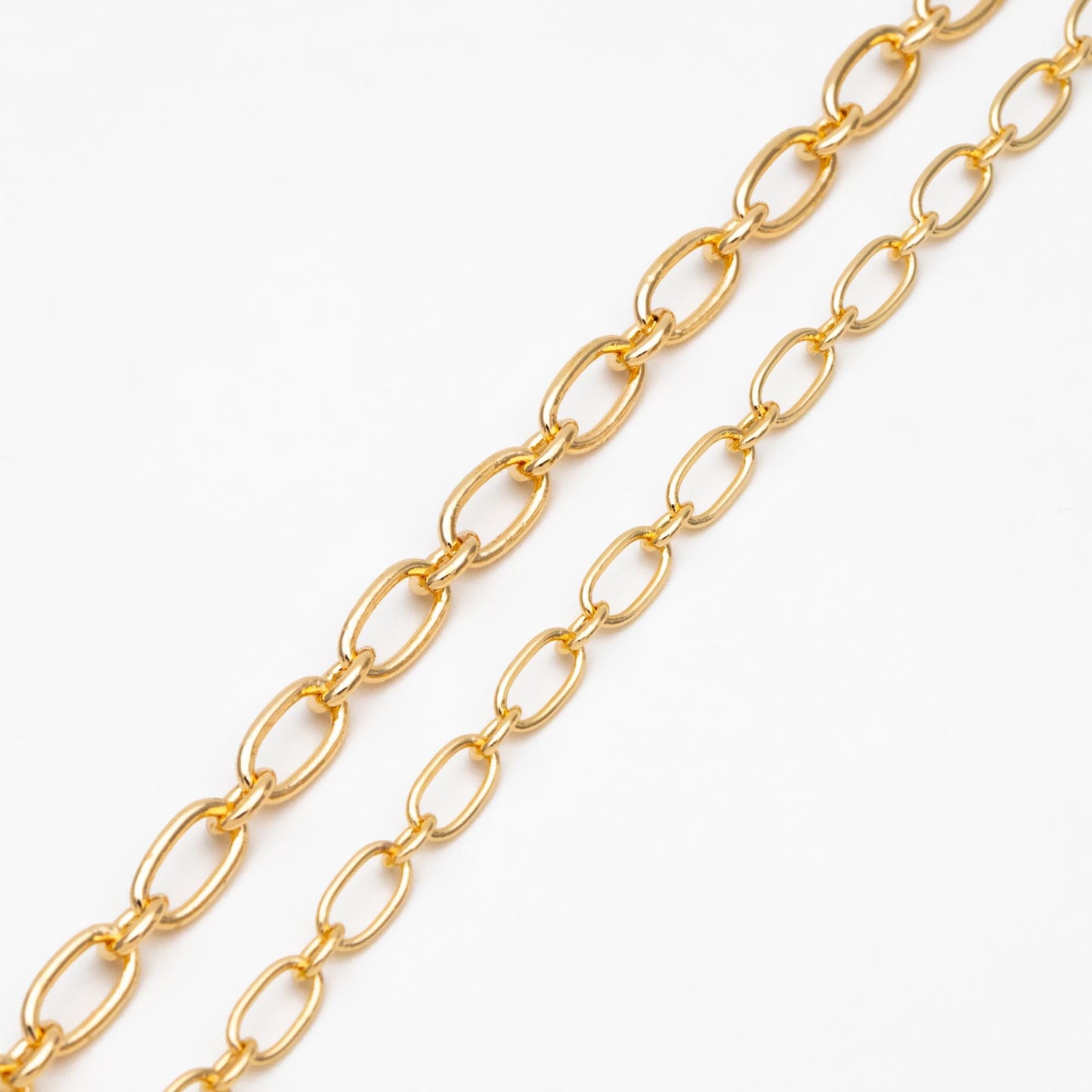 Gold/ Rhodium plated Brass Oval Cable Chains 4/ 4.7mm, Figaro Chain Supplies Wholesale (#LK-329)/ 1 Meter=3.3 ft