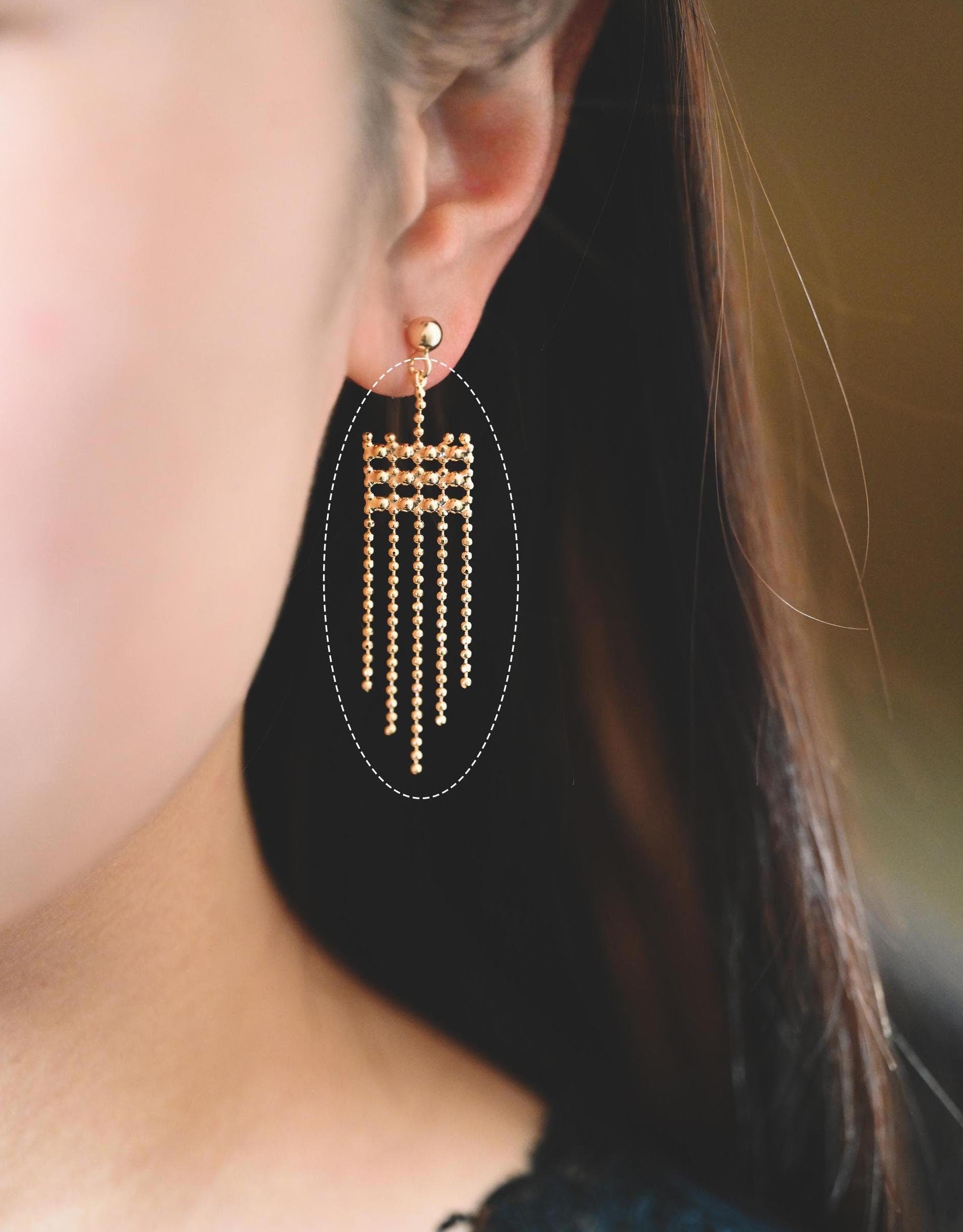 4pcs Gold Chain Tassels 48mm Long, Ball Chain Tassels，Earring Tassels (GB-945-B)