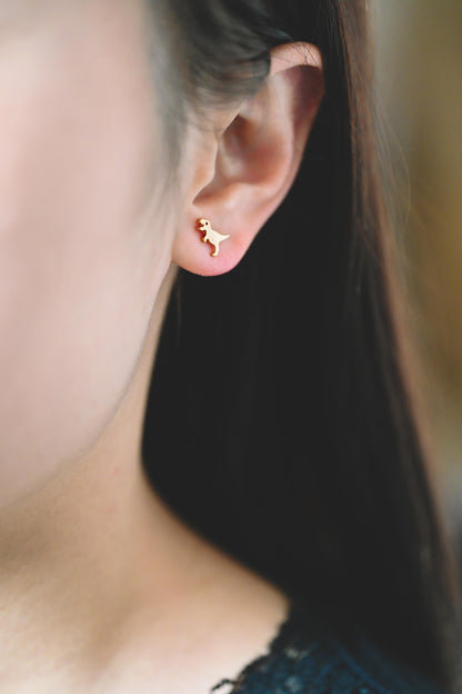 10pcs Gold/ Silver Brushed Dinosaur Earrings 8x9mm, Tiny Stud Earrings (GB-4082)