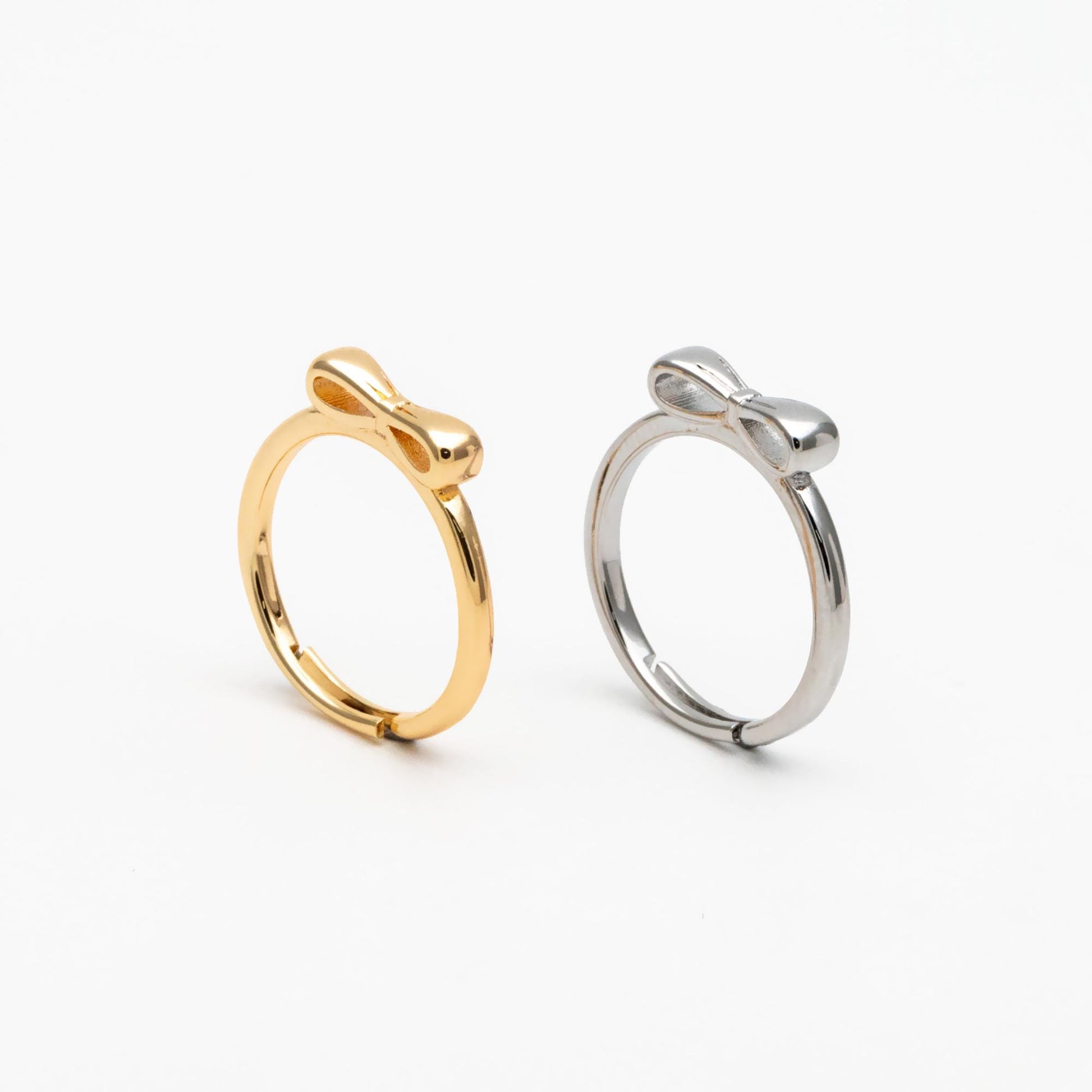 4pcs Gold/ Silver Tone Bowknot Ring, Thin Ring, Everyday Ring, Fashion Rings, Dainty Rings, Adjustable Ring (#GB-4617)