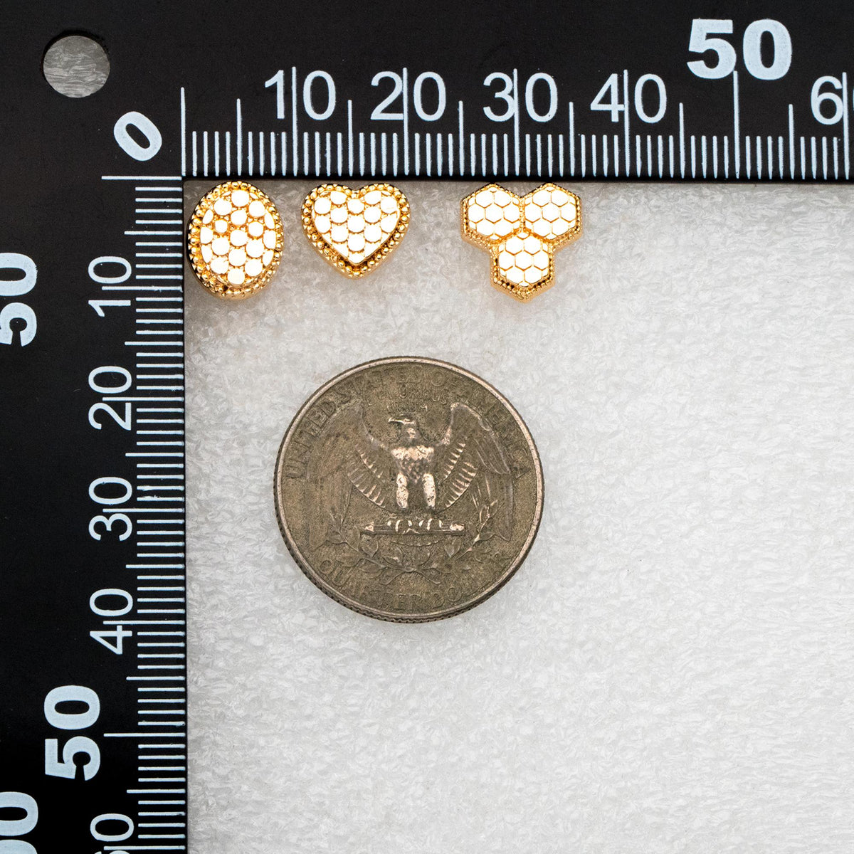 10pcs Gold/ Rhodium plated Geometric Earring: Oval/ Heart/ Honeycomb Stud Earrings (GB-4618)