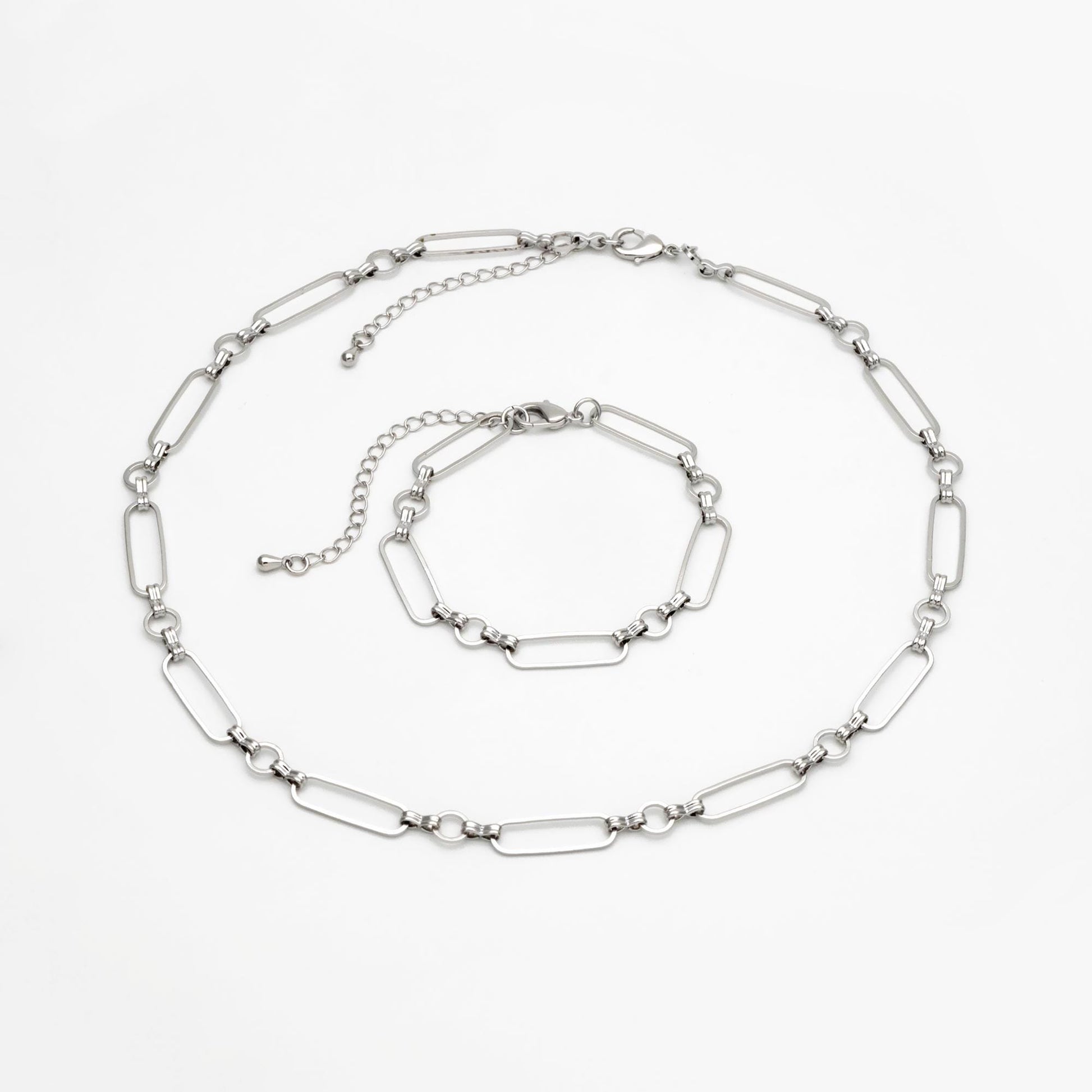 Gold/ Rhodium Long Oval Link Chain, Adjustable Bracelet/ Anklet/ Necklace, Ready to Wear (LK-435-1)