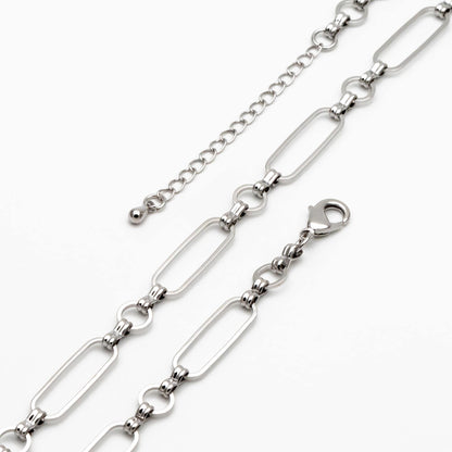 Gold/ Rhodium Long Oval Link Chain, Adjustable Bracelet/ Anklet/ Necklace, Ready to Wear (LK-435-1)