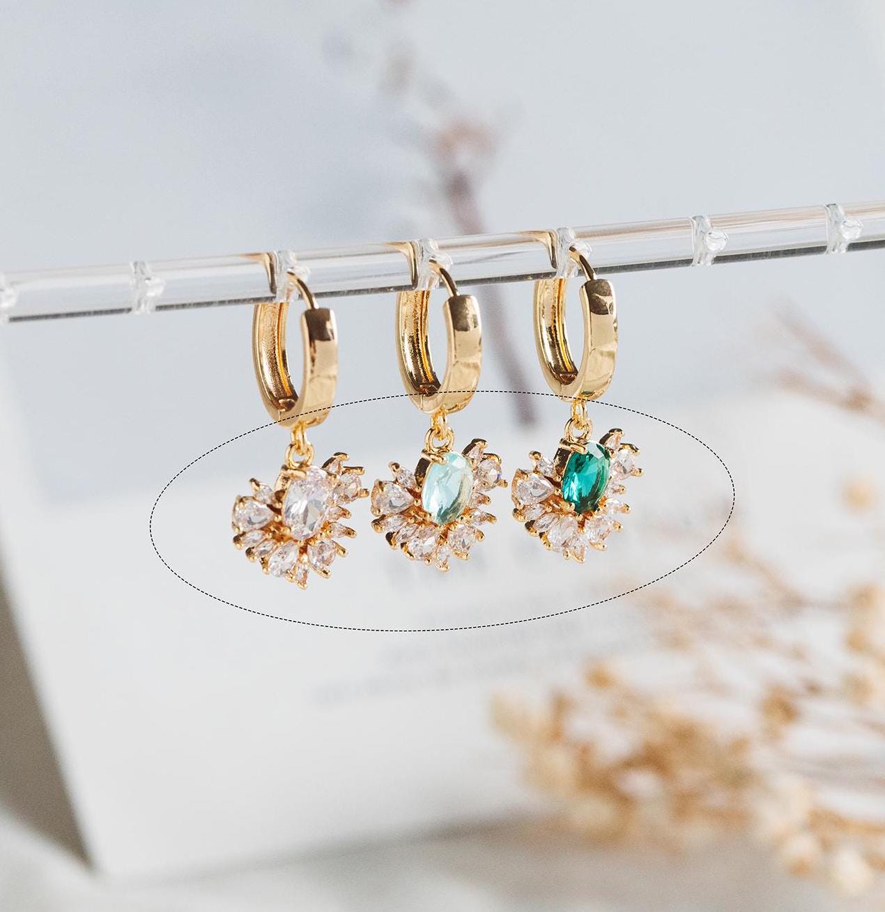 4pcs CZ Pave Gold Earring Charm, Cubic Drop Pendant, Cubic Charm, Bridal Earring, Wedding Jewelry, Wedding Earrings Charm (GB-3013)