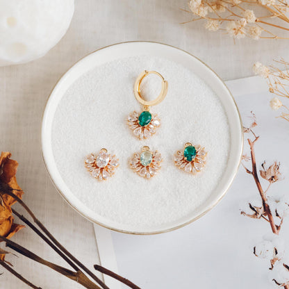 4pcs CZ Pave Gold Earring Charm, Cubic Drop Pendant, Cubic Charm, Bridal Earring, Wedding Jewelry, Wedding Earrings Charm (GB-3013)