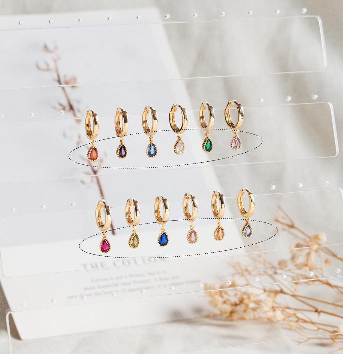 10pcs CZ Pave Teardrop Birthstone Charms 8x5mm, Gold Plated Brass Crystal Charms, Diy Jewelry Making Supplies (GB-3657)