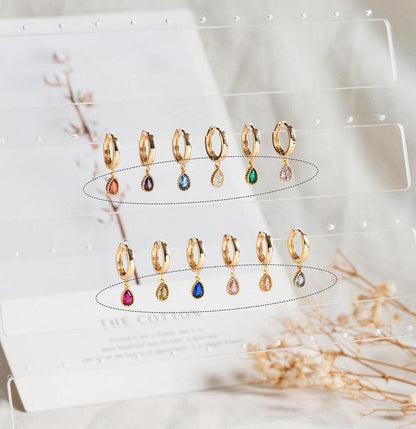 10pcs CZ Pave Teardrop Birthstone Charms 8x5mm, Gold Plated Brass Crystal Charms, Diy Jewelry Making Supplies (GB-3657)