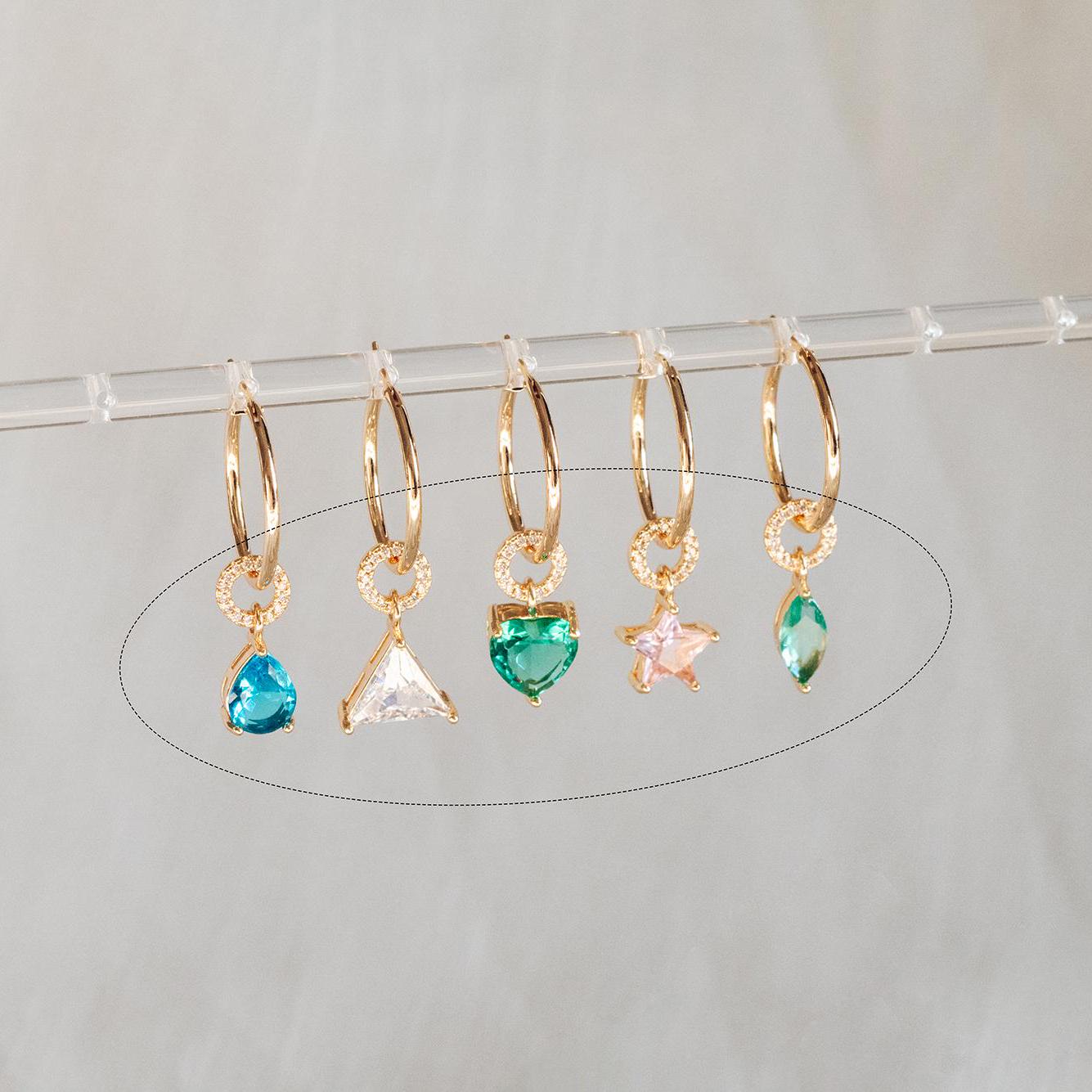 4pcs CZ Pave Gold Geometric Charms, Gold Plated Brass Crystal Charms, Diy Jewelry Making Supplies (GB-3850)