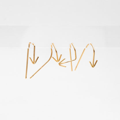 10pcs Gold Arrow Earring Hooks, 18K Gold Plated Brass, Simple Earwire Earrings (GB-4605)