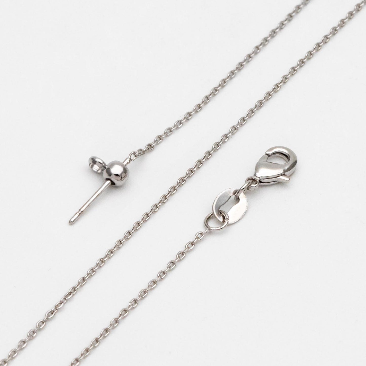 Gold/ Silver Cable Chain Adjustable Necklace 1mm, Gold/ Rhodium plated Brass Finished Dainty Necklace, 19.5 Inch Ready to Wear (#LK-587)