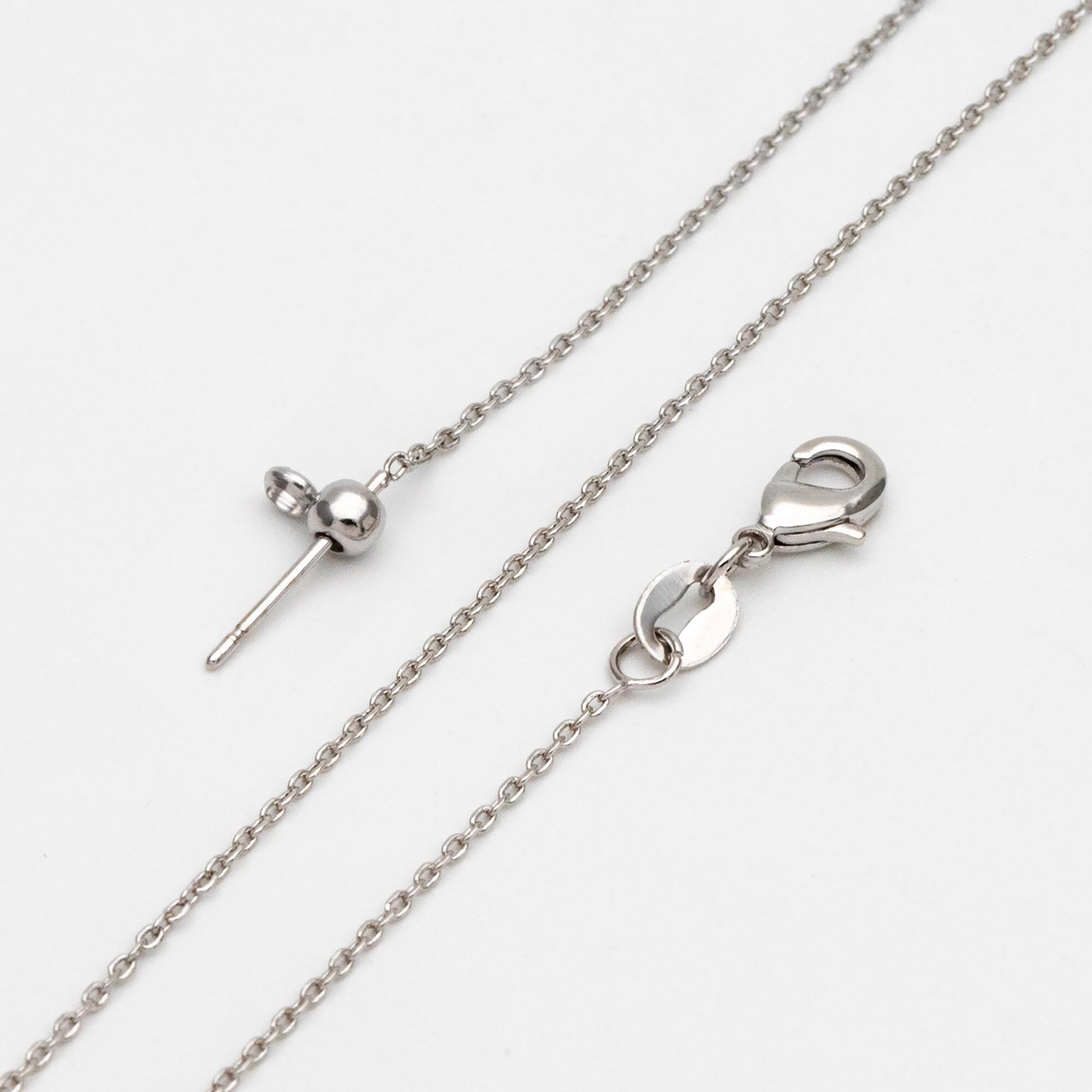 Gold/ Silver Cable Chain Adjustable Necklace 1mm, Gold/ Rhodium plated Brass Finished Dainty Necklace, 19.5 Inch Ready to Wear (#LK-587)