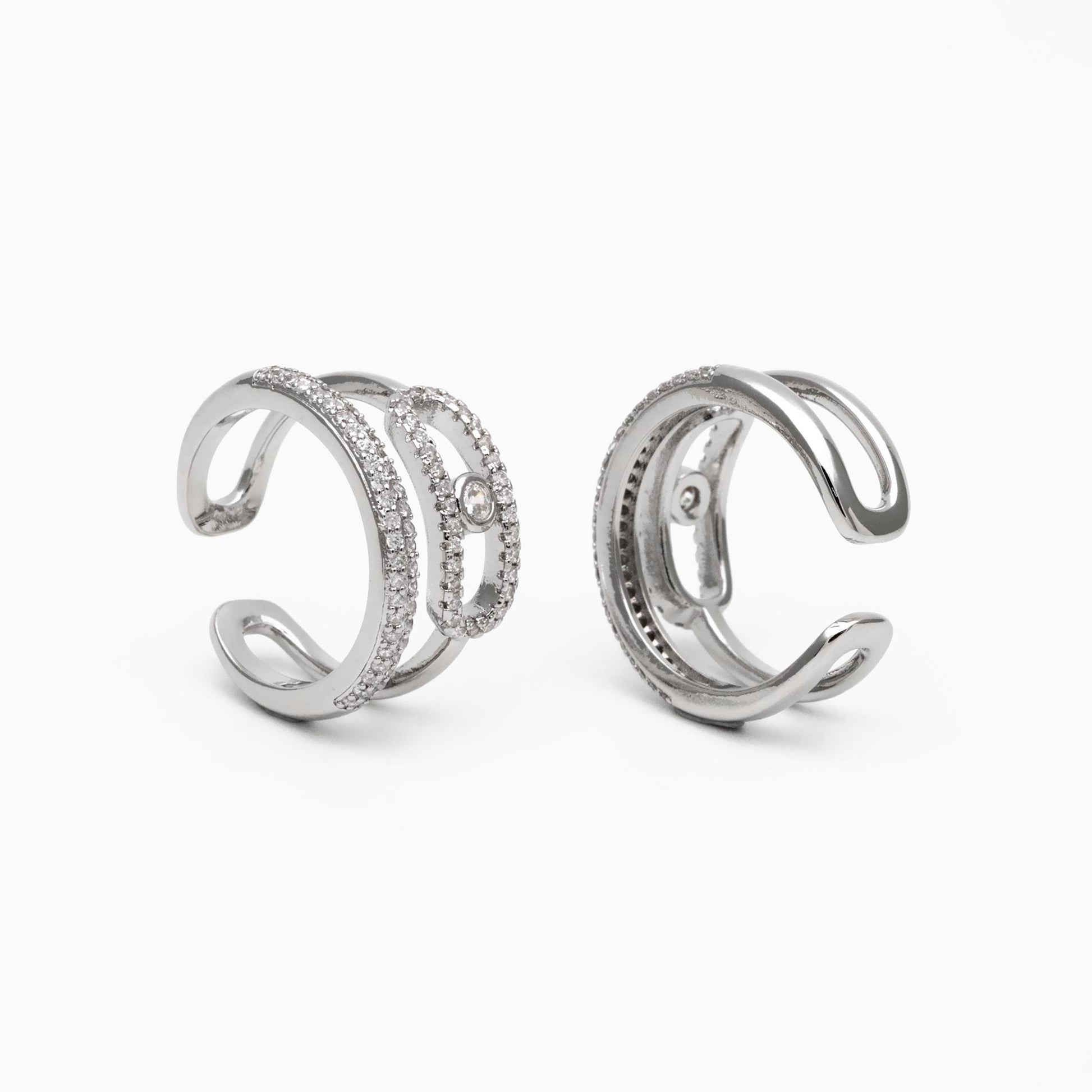 4pcs CZ Pave Double Band Circle Ring, Evil Eye Ring, Weeding Ring, Fashion Rings, Dainty Rings, Adjustable Ring (#GB-4612)