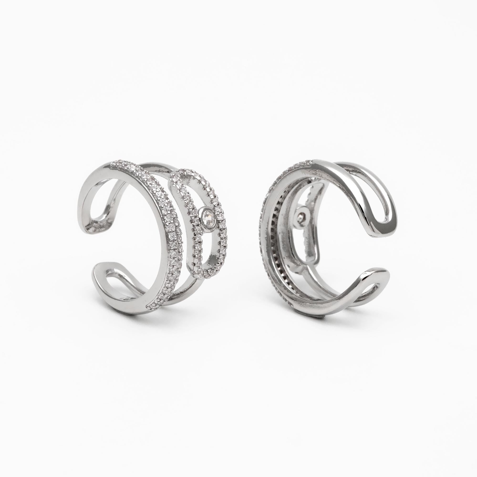 4pcs CZ Pave Double Band Circle Ring, Evil Eye Ring, Weeding Ring, Fashion Rings, Dainty Rings, Adjustable Ring (#GB-4612)