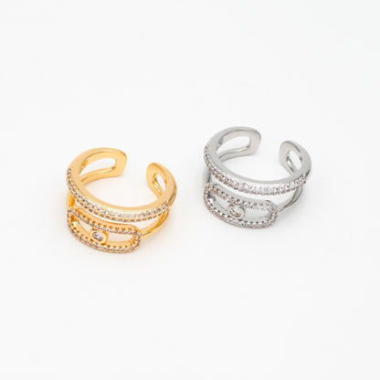 4pcs CZ Pave Double Band Circle Ring, Evil Eye Ring, Weeding Ring, Fashion Rings, Dainty Rings, Adjustable Ring (#GB-4612)