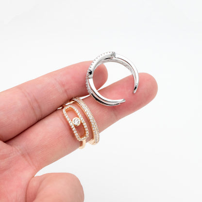 4pcs CZ Pave Double Band Circle Ring, Evil Eye Ring, Weeding Ring, Fashion Rings, Dainty Rings, Adjustable Ring (#GB-4612)