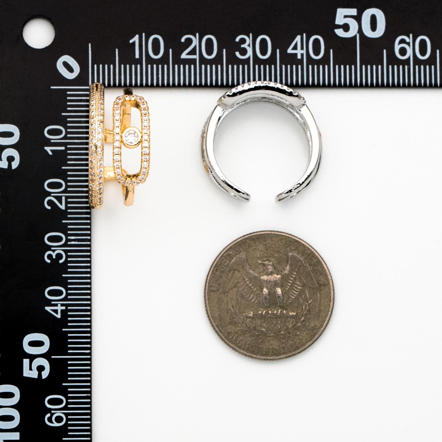 4pcs CZ Pave Double Band Circle Ring, Evil Eye Ring, Weeding Ring, Fashion Rings, Dainty Rings, Adjustable Ring (#GB-4612)