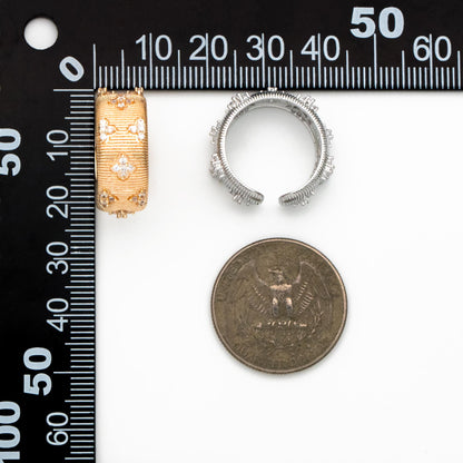 4pcs CZ Pave Gold/ Silver Tone Flower Finger Ring, Everyday Ring, Modern Style Ring, Fashion Rings, Dainty Rings (#GB-4611)