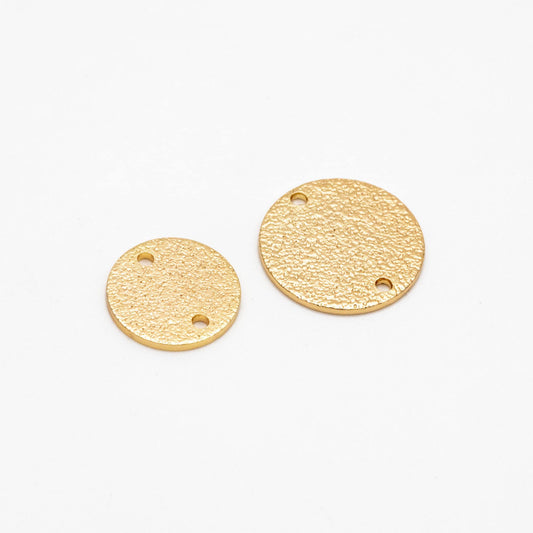 10pcs Gold/ Sliver Tone Round Disc Connectors 12/ 15mm, Gold/ Rhodium plated Brass Coin Disk Charms (GB-346)