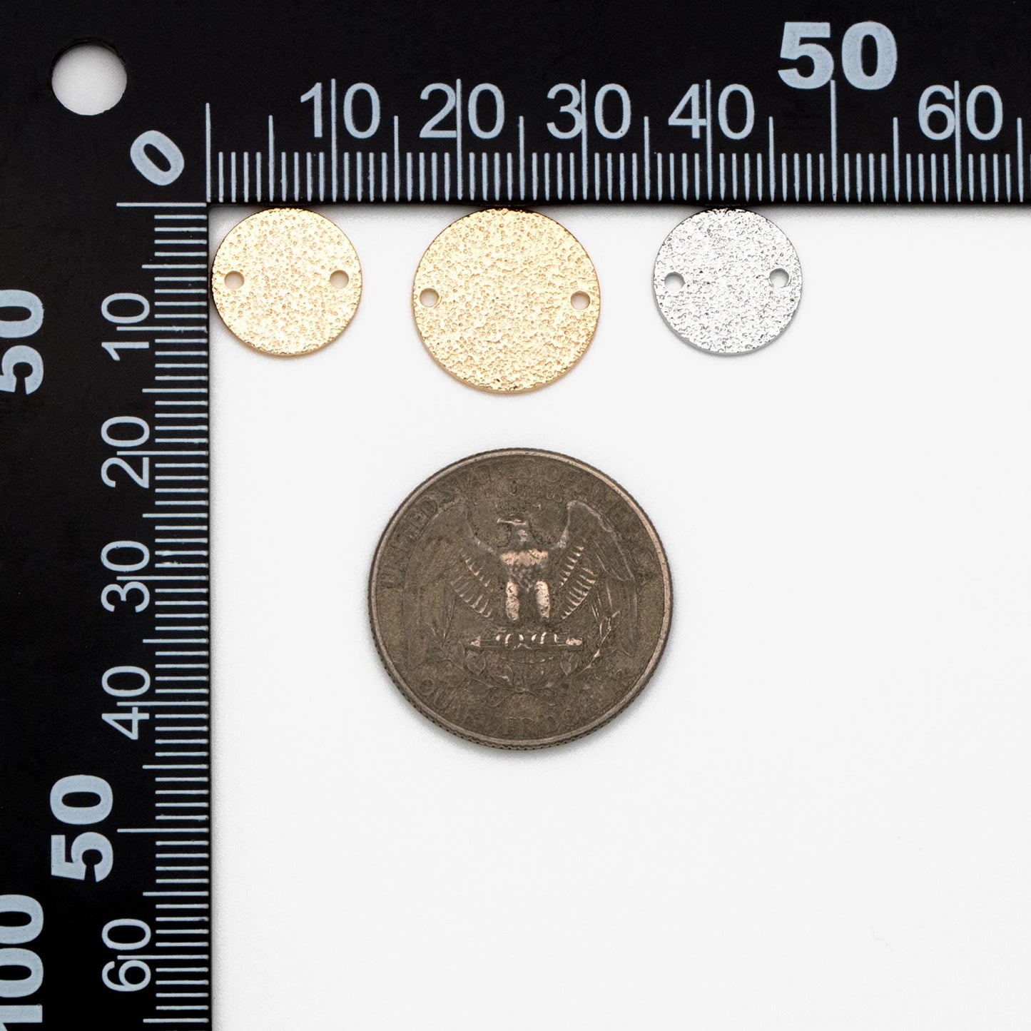 10pcs Gold/ Sliver Tone Round Disc Connectors 12/ 15mm, Gold/ Rhodium plated Brass Coin Disk Charms (GB-346)