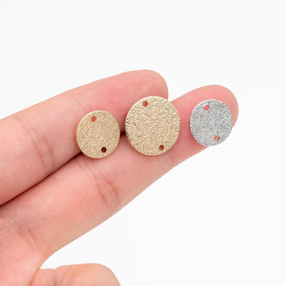 10pcs Gold/ Sliver Tone Round Disc Connectors 12/ 15mm, Gold/ Rhodium plated Brass Coin Disk Charms (GB-346)