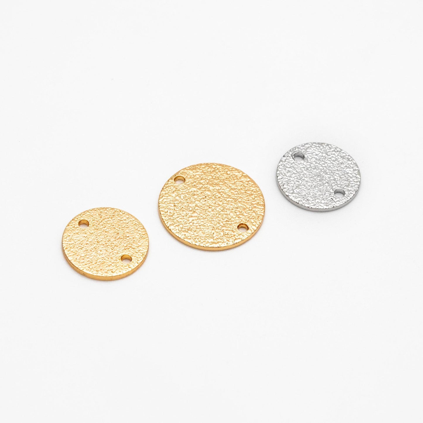 10pcs Gold/ Sliver Tone Round Disc Connectors 12/ 15mm, Gold/ Rhodium plated Brass Coin Disk Charms (GB-346)