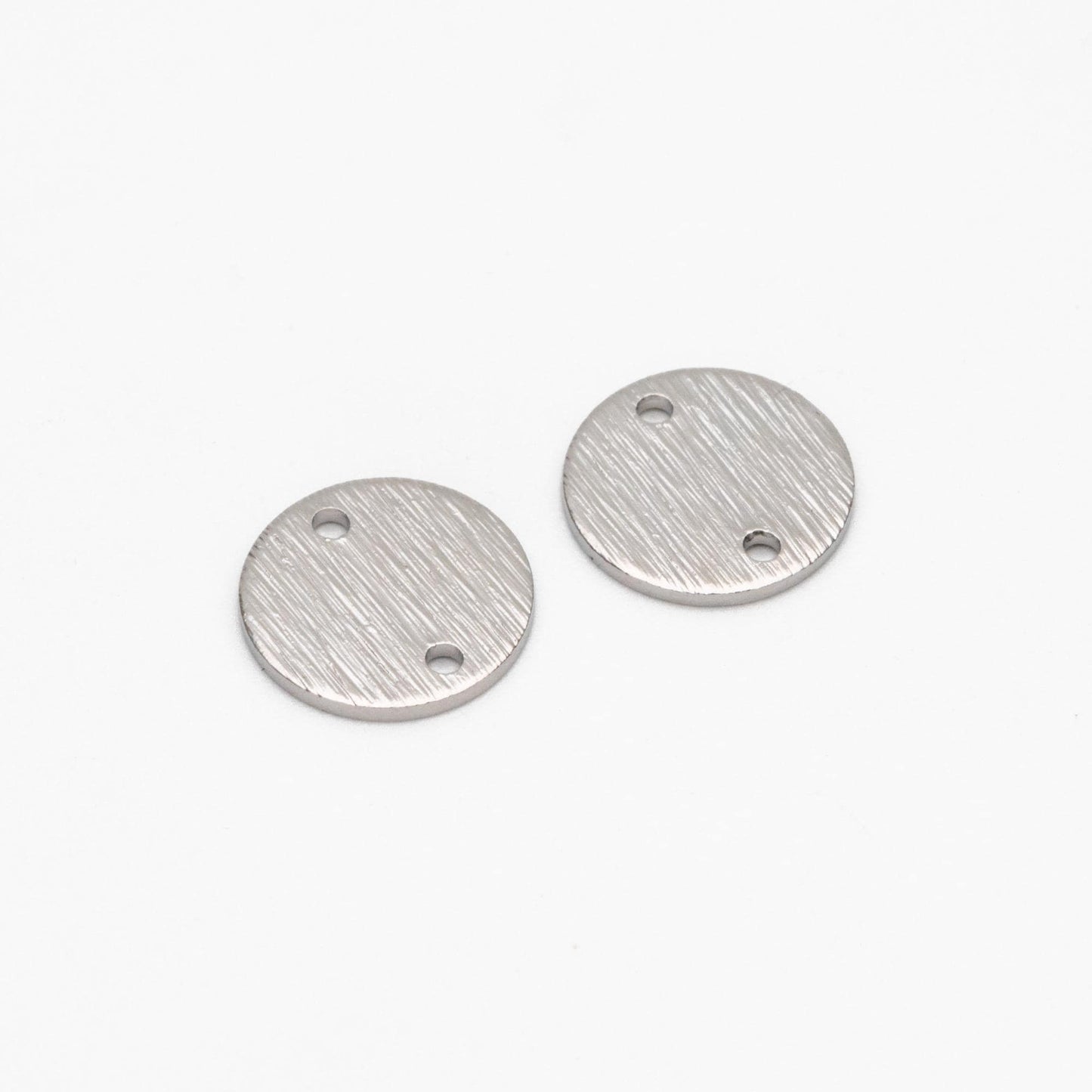 10pcs Brushed Gold/ Silver Tone Disc Circle Connectors 12/ 15mm, Gold/ Rhodium plated Brass Round Coin Disk Charms (GB-3817)