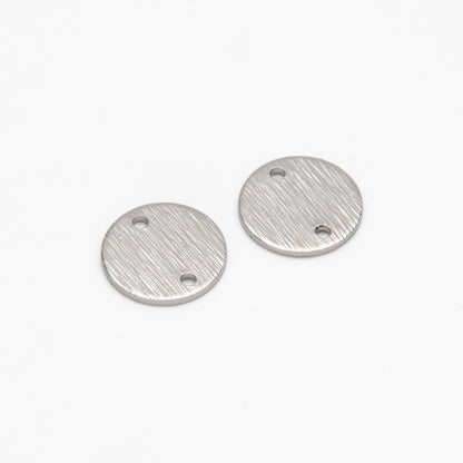 10pcs Brushed Gold/ Silver Tone Disc Circle Connectors 12/ 15mm, Gold/ Rhodium plated Brass Round Coin Disk Charms (GB-3817)