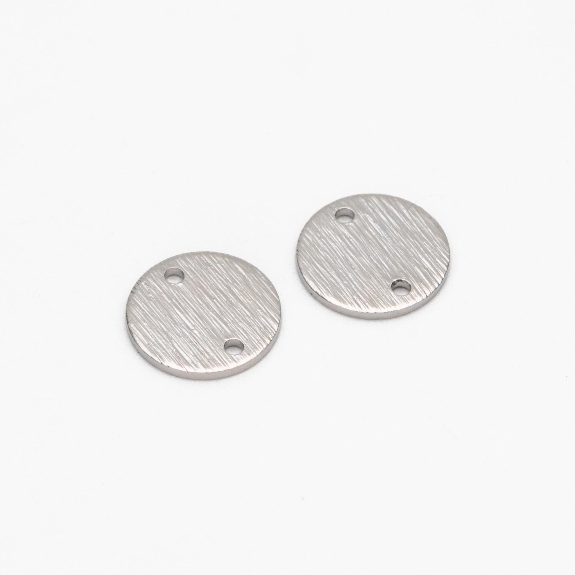 10pcs Brushed Gold/ Silver Tone Disc Circle Connectors 12/ 15mm, Gold/ Rhodium plated Brass Round Coin Disk Charms (GB-3817)