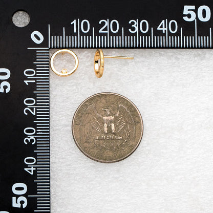 10pcs CZ Pave Circle Ear Posts 10mm, Real Gold/ Rhodium Plated Brass, Geometric Ring Stud Earrings (#GB-365)