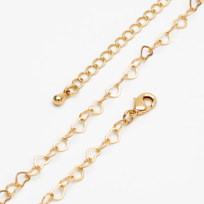 Gold/ Silver/ Rose Gold Heart Chains, Finished Bracelet/ Anklet/ Necklace with Extender Chain, Gold plated Brass, Ready to Wear (#LK-105)