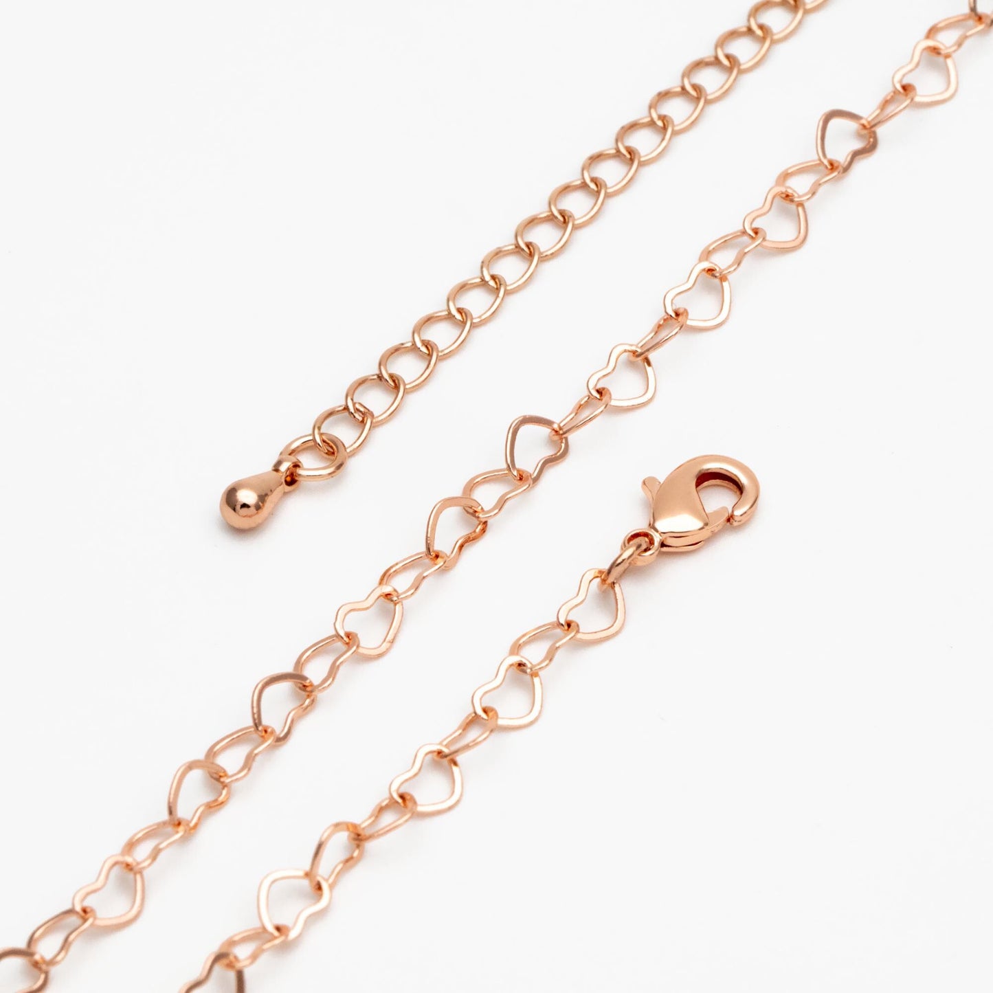 Gold/ Silver/ Rose Gold Heart Chains, Finished Bracelet/ Anklet/ Necklace with Extender Chain, Gold plated Brass, Ready to Wear (#LK-105)