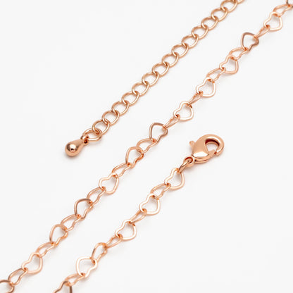 Gold/ Silver/ Rose Gold Heart Chains, Finished Bracelet/ Anklet/ Necklace with Extender Chain, Gold plated Brass, Ready to Wear (#LK-105)