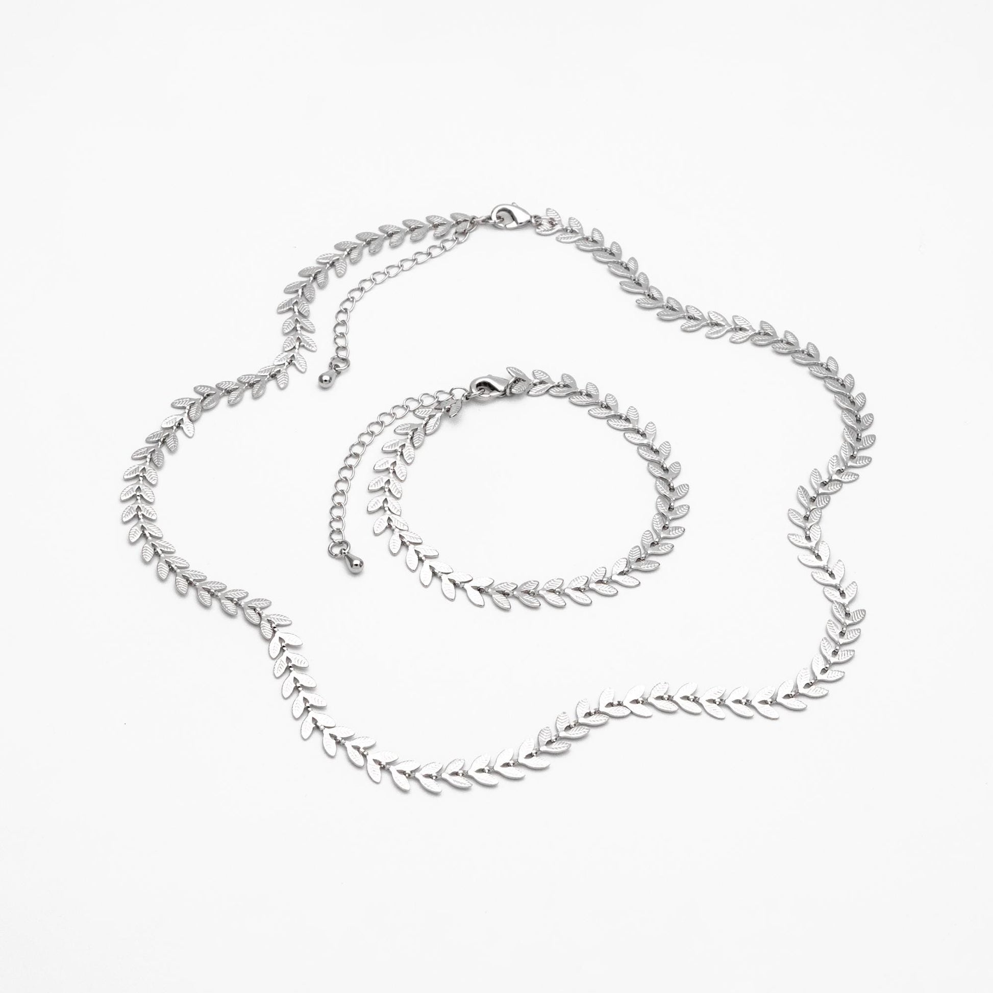 Gold/ Rhodium plated Brass Chevron Leaf Chain 6.3mm, Finished Bracelet/ Anklet/ Necklace with Extender Chain, Ready to Wear (#LK-153)