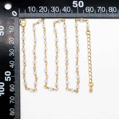 Gold Opal Crystal Bead Chains 3.5mm, Finished Bracelet/ Anklet/ Necklace with Extender Chain, Ready to Wear (#LK-184)