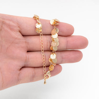 Gold/ Silver Tone Round Disc Chains 6mm, Finished Bracelet/ Anklet/ Necklace with Extender, Ready to Wear (#LK-212)