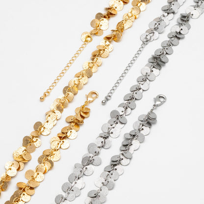 Gold/ Silver Tone Round Disc Chains 6mm, Finished Bracelet/ Anklet/ Necklace with Extender, Ready to Wear (#LK-212)