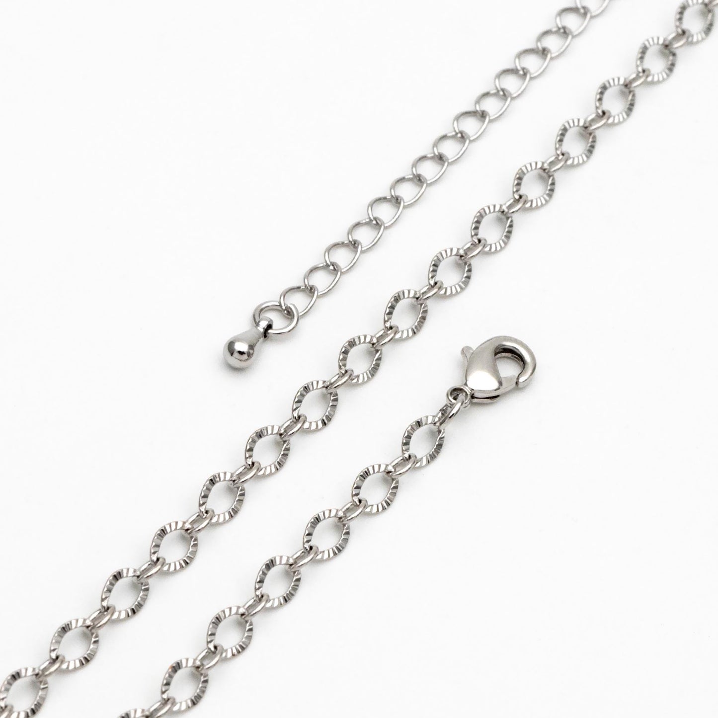 Gold/ Silver tone Flat Oval Cable Chains 4mm, Finished Bracelet/ Anklet/ Necklace with Extender Chain, Ready to Wear (#LK-238)