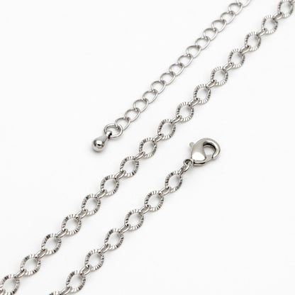 Gold/ Silver tone Flat Oval Cable Chains 4mm, Finished Bracelet/ Anklet/ Necklace with Extender Chain, Ready to Wear (#LK-238)