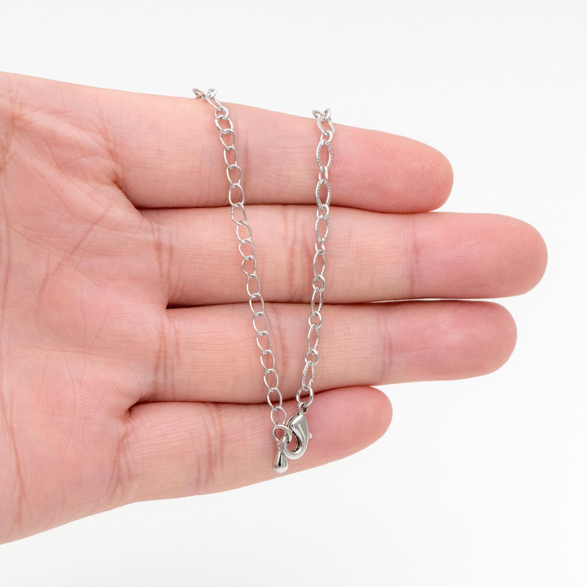 Gold/ Silver tone Flat Oval Cable Chains 4mm, Finished Bracelet/ Anklet/ Necklace with Extender Chain, Ready to Wear (#LK-238)