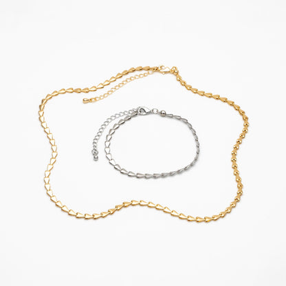 Gold/ Silver Tone Triangle Chain 3mm, Finished Bracelet/ Anklet/ Necklace with Extender Chain, Ready to Wear (#LK-239)