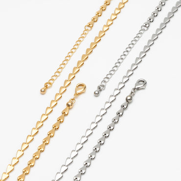 Gold/ Silver Tone Triangle Chain 3mm, Finished Bracelet/ Anklet/ Necklace with Extender Chain, Ready to Wear (#LK-239)